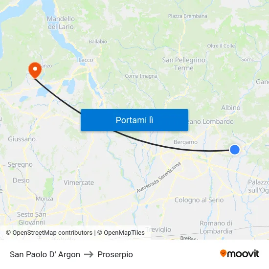 San Paolo D' Argon to Proserpio map