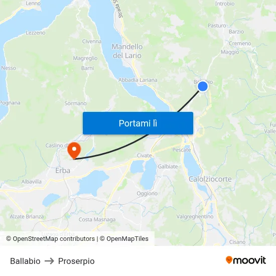 Ballabio to Proserpio map
