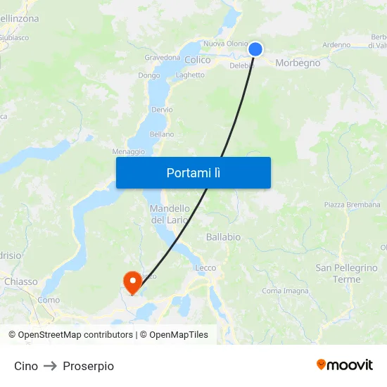 Cino to Proserpio map