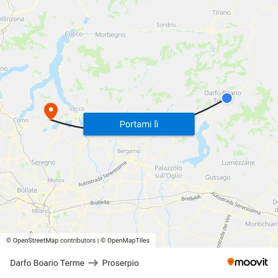 Darfo Boario Terme to Proserpio map