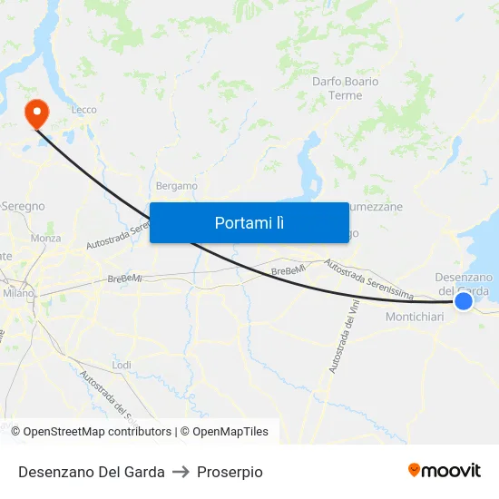 Desenzano Del Garda to Proserpio map