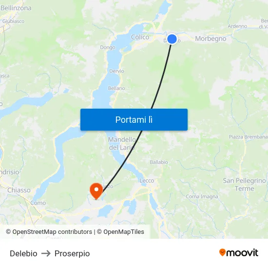Delebio to Proserpio map