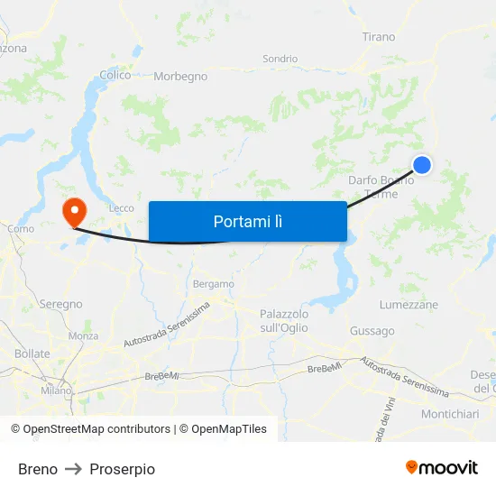 Breno to Proserpio map