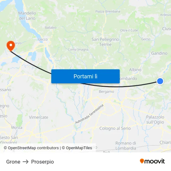 Grone to Proserpio map