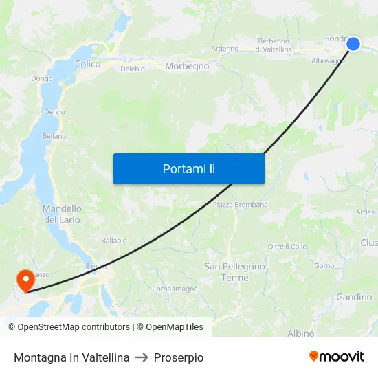 Montagna In Valtellina to Proserpio map