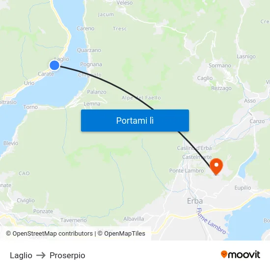 Laglio to Proserpio map