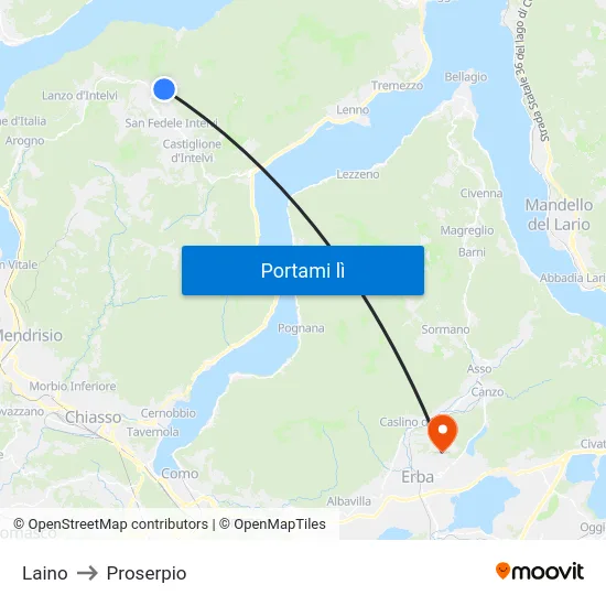 Laino to Proserpio map