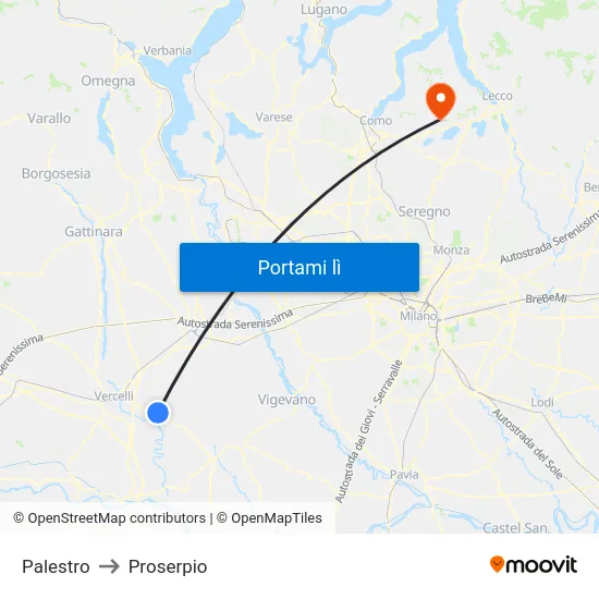 Palestro to Proserpio map