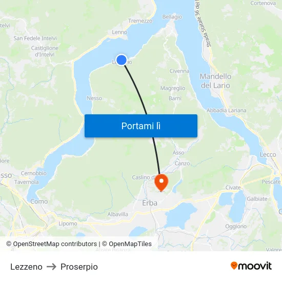 Lezzeno to Proserpio map