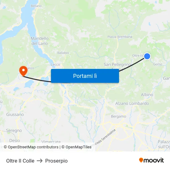 Oltre Il Colle to Proserpio map