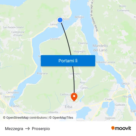 Mezzegra to Proserpio map