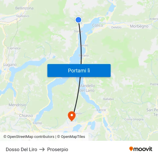 Dosso Del Liro to Proserpio map