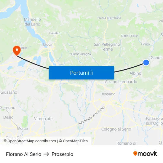 Fiorano Al Serio to Proserpio map