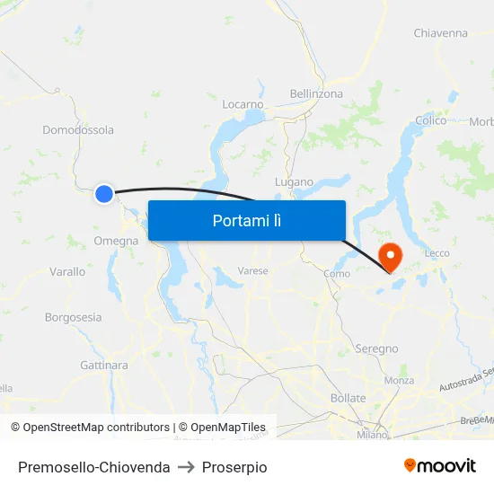 Premosello-Chiovenda to Proserpio map