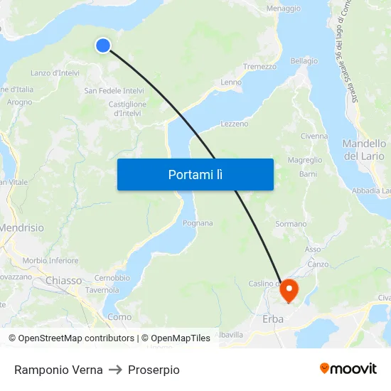 Ramponio Verna to Proserpio map