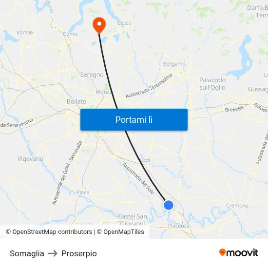 Somaglia to Proserpio map