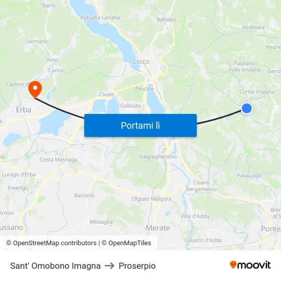 Sant' Omobono Imagna to Proserpio map