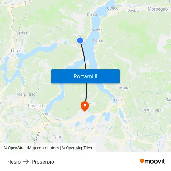 Plesio to Proserpio map