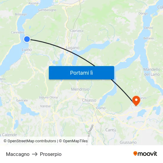 Maccagno to Proserpio map