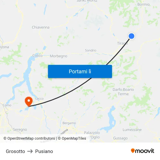 Grosotto to Pusiano map