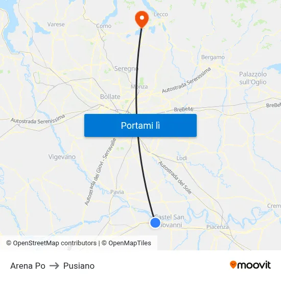 Arena Po to Pusiano map
