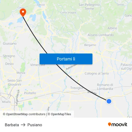 Barbata to Pusiano map