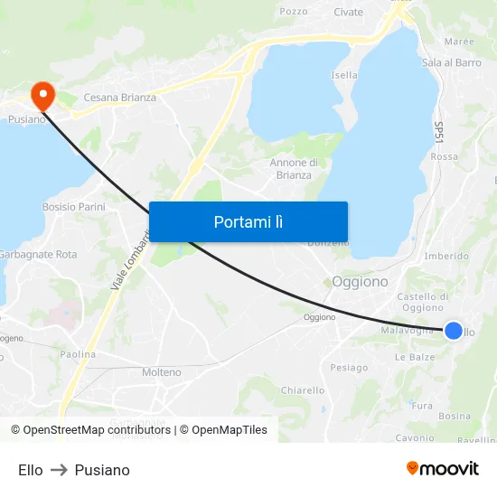 Ello to Pusiano map