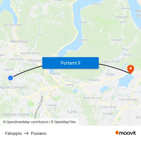 Faloppio to Pusiano map
