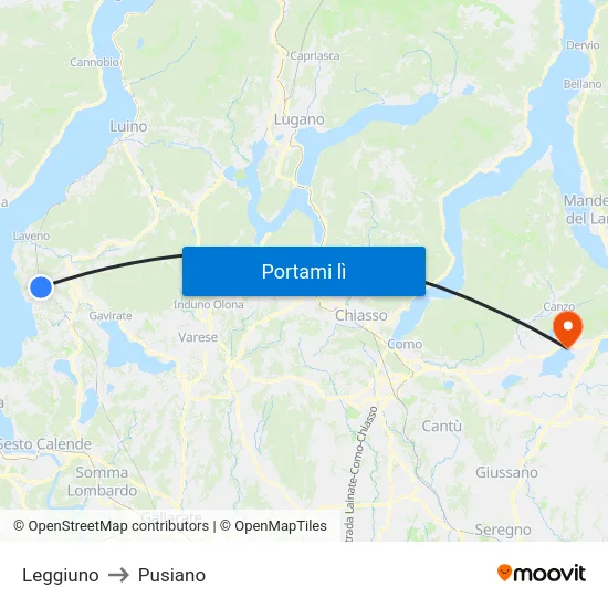 Leggiuno to Pusiano map