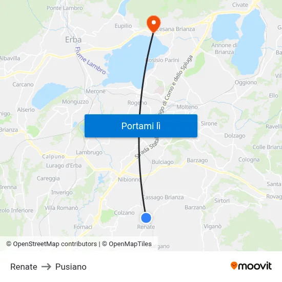 Renate to Pusiano map