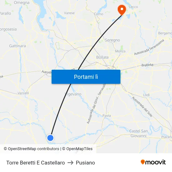 Torre Beretti E Castellaro to Pusiano map