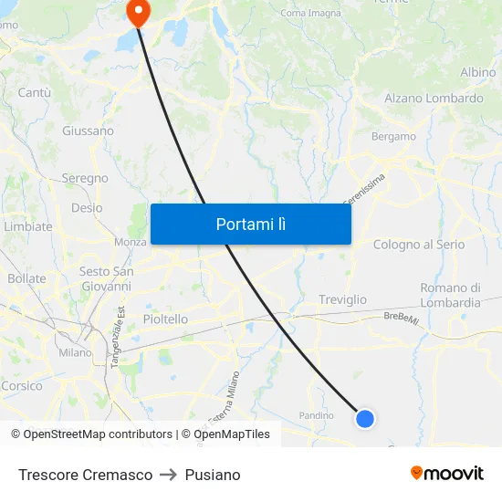 Trescore Cremasco to Pusiano map