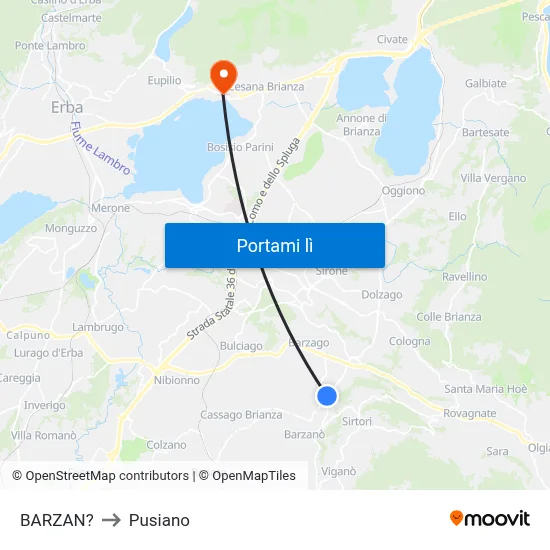 BARZAN? to Pusiano map