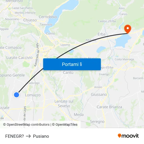 FENEGR? to Pusiano map