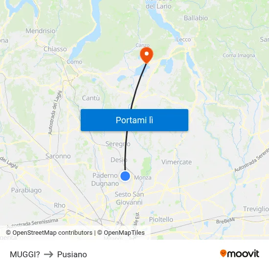 MUGGI? to Pusiano map