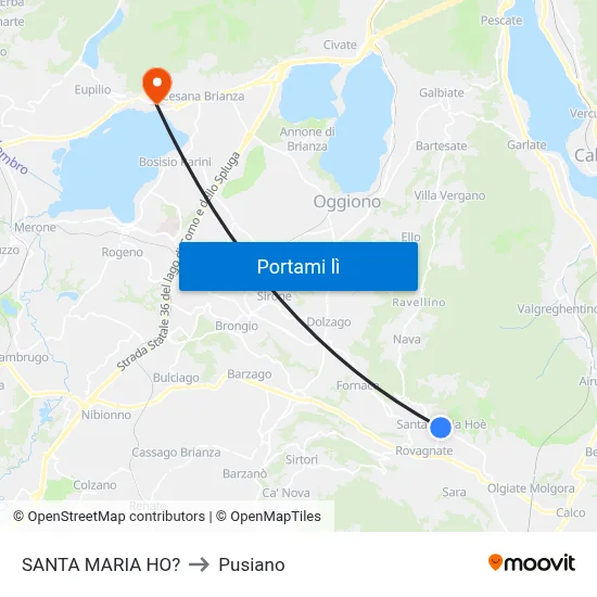 SANTA MARIA HO? to Pusiano map