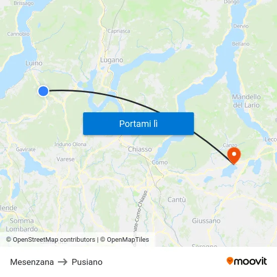 Mesenzana to Pusiano map
