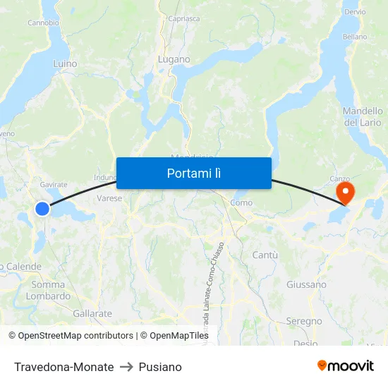 Travedona-Monate to Pusiano map