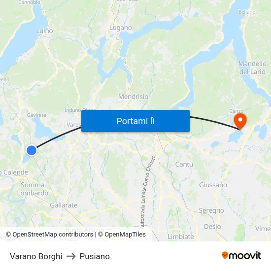 Varano Borghi to Pusiano map