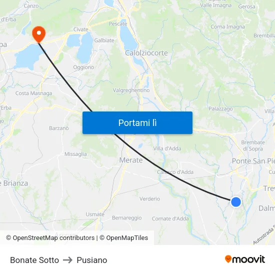 Bonate Sotto to Pusiano map