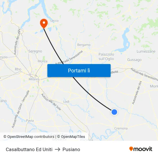 Casalbuttano Ed Uniti to Pusiano map