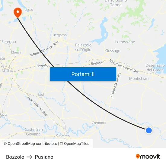Bozzolo to Pusiano map