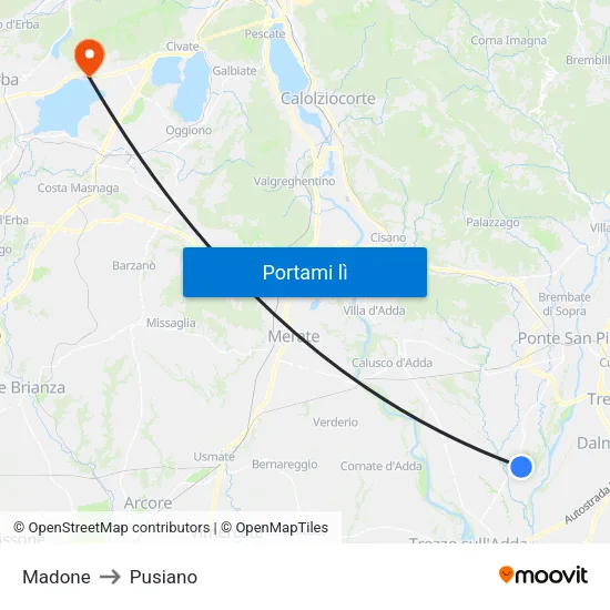 Madone to Pusiano map