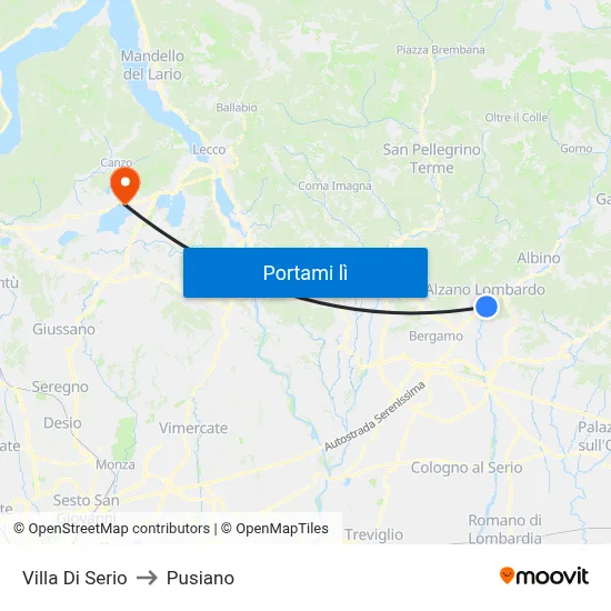 Villa Di Serio to Pusiano map