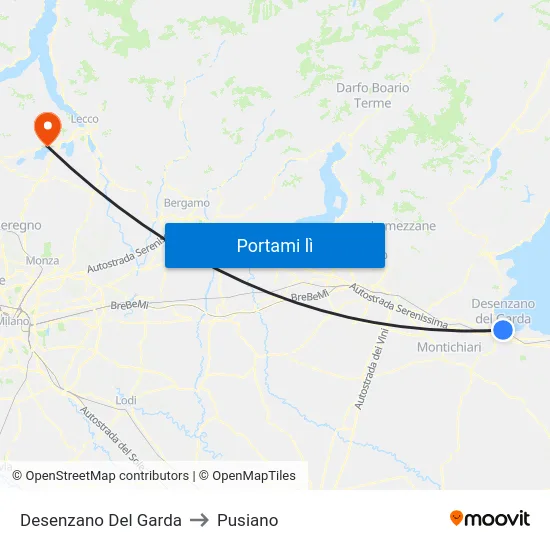 Desenzano Del Garda to Pusiano map