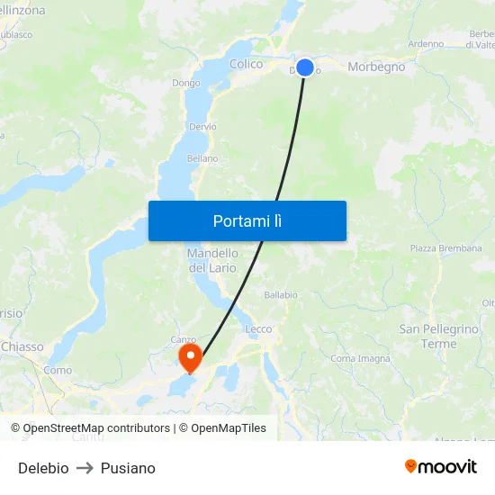 Delebio to Pusiano map
