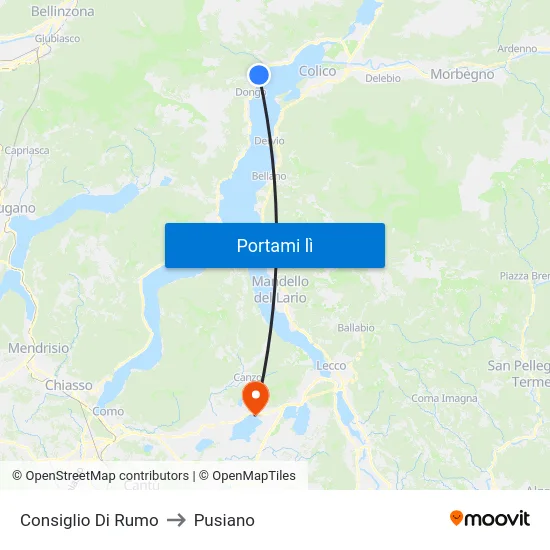 Consiglio Di Rumo to Pusiano map