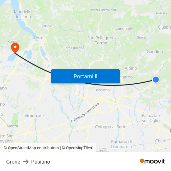 Grone to Pusiano map