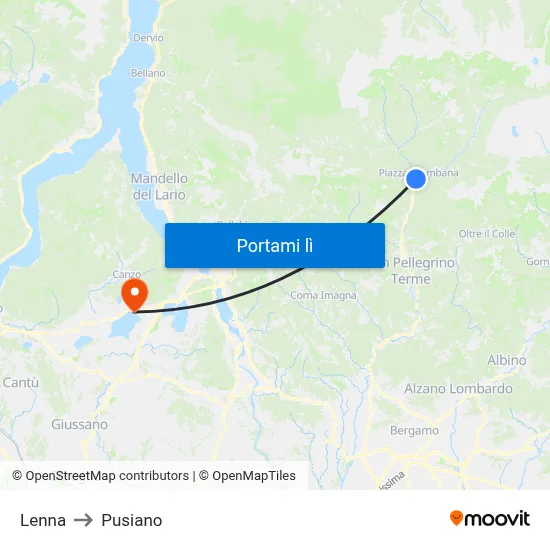 Lenna to Pusiano map