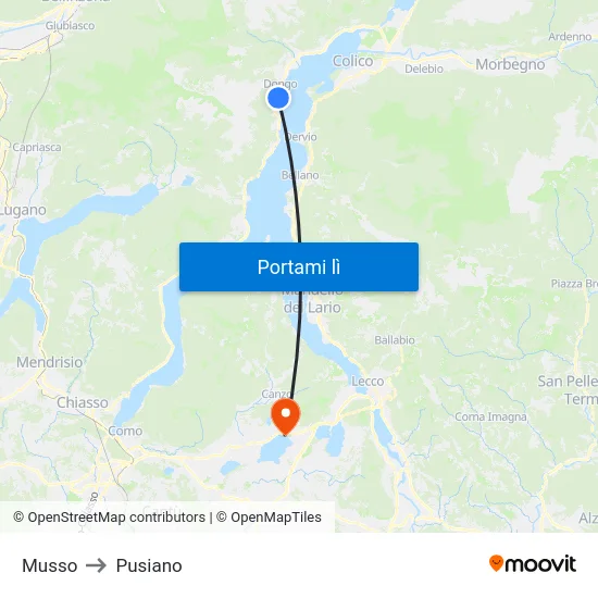Musso to Pusiano map